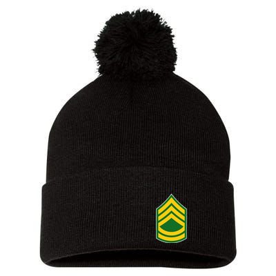 Sergeant First Class Military Badge Pom Pom 12in Knit Beanie