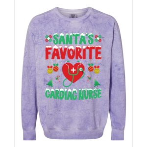 SantaS Favorite Cardiac Nurse Xmas Nursing Christmas Gift Colorblast Crewneck Sweatshirt