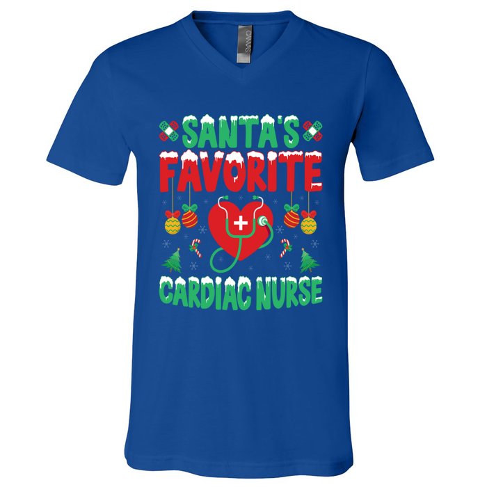 SantaS Favorite Cardiac Nurse Xmas Nursing Christmas Gift V-Neck T-Shirt