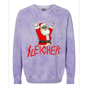 Sleigher Funny Christmas Heavy Metal Music Gifts Colorblast Crewneck Sweatshirt