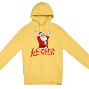 Sleigher Funny Christmas Heavy Metal Music Gifts Premium Pullover Hoodie