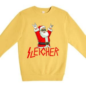 Sleigher Funny Christmas Heavy Metal Music Gifts Premium Crewneck Sweatshirt