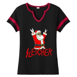 Sleigher Funny Christmas Heavy Metal Music Gifts Ladies Halftime Notch Neck Tee