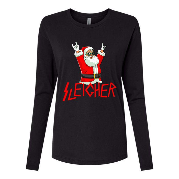 Sleigher Funny Christmas Heavy Metal Music Gifts Womens Cotton Relaxed Long Sleeve T-Shirt