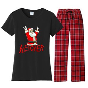 Sleigher Funny Christmas Heavy Metal Music Gifts Women's Flannel Pajama Set