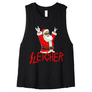 Sleigher Funny Christmas Heavy Metal Music Gifts Women's Racerback Cropped Tank