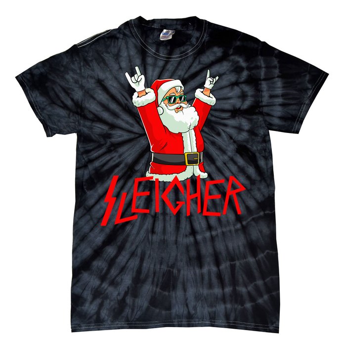 Sleigher Funny Christmas Heavy Metal Music Gifts Tie-Dye T-Shirt