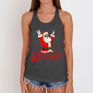 Sleigher Funny Christmas Heavy Metal Music Gifts Women's Knotted Racerback Tank