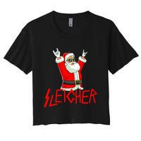 Sleigher Funny Christmas Heavy Metal Music Gifts Women's Crop Top Tee