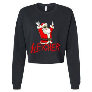 Sleigher Funny Christmas Heavy Metal Music Gifts Cropped Pullover Crew