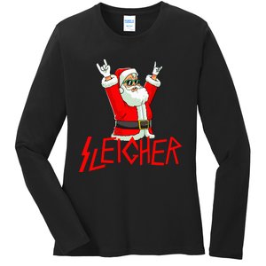 Sleigher Funny Christmas Heavy Metal Music Gifts Ladies Long Sleeve Shirt