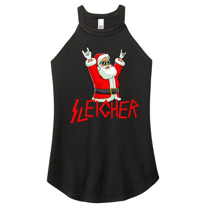 Sleigher Funny Christmas Heavy Metal Music Gifts Women's Perfect Tri Rocker Tank