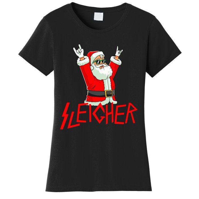 Sleigher Funny Christmas Heavy Metal Music Gifts Women's T-Shirt