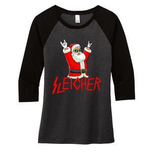 Sleigher Funny Christmas Heavy Metal Music Gifts Women's Tri-Blend 3/4-Sleeve Raglan Shirt