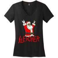 Sleigher Funny Christmas Heavy Metal Music Gifts Women's V-Neck T-Shirt