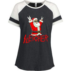 Sleigher Funny Christmas Heavy Metal Music Gifts Enza Ladies Jersey Colorblock Tee