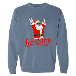 Sleigher Funny Christmas Heavy Metal Music Gifts Garment-Dyed Sweatshirt