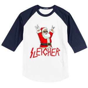 Sleigher Funny Christmas Heavy Metal Music Gifts Baseball Sleeve Shirt