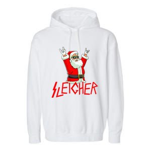 Sleigher Funny Christmas Heavy Metal Music Gifts Garment-Dyed Fleece Hoodie