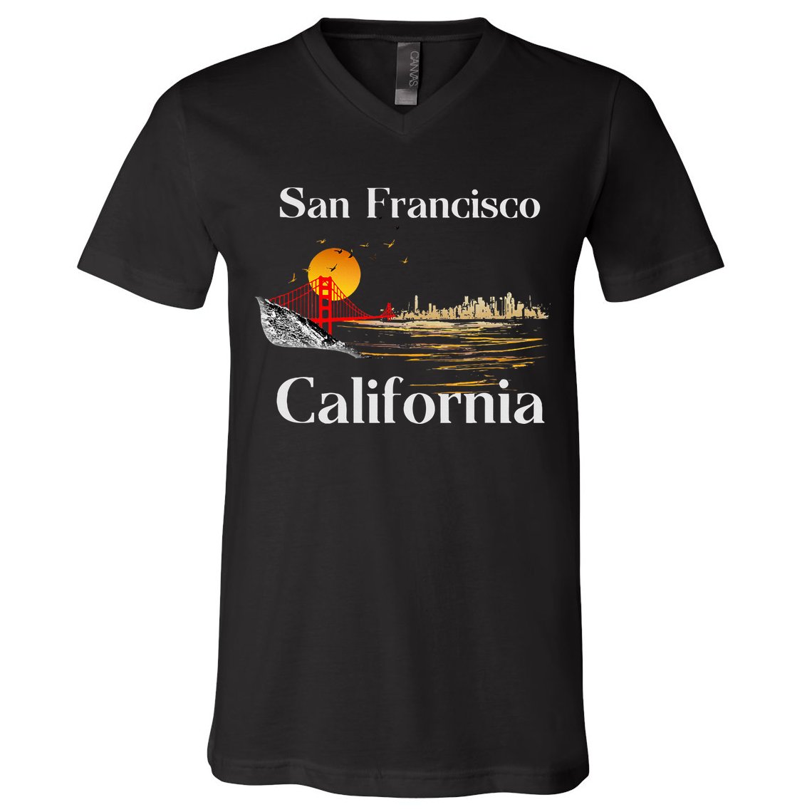 San Francisco California Cityscape V-Neck T-Shirt