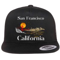 San Francisco California Cityscape Flat Bill Trucker Hat