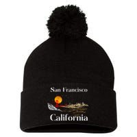 San Francisco California Cityscape Pom Pom 12in Knit Beanie