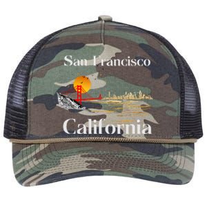 San Francisco California Cityscape Retro Rope Trucker Hat Cap