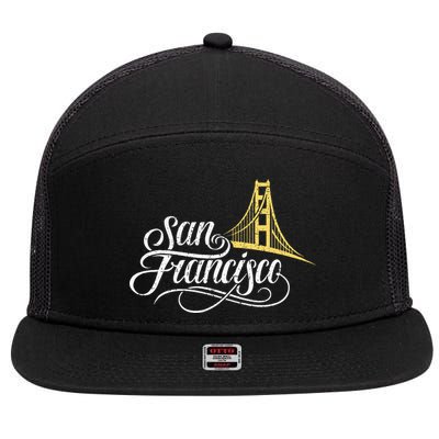 San Francisco California Golden Gate Bridge Vintage 7 Panel Mesh Trucker Snapback Hat