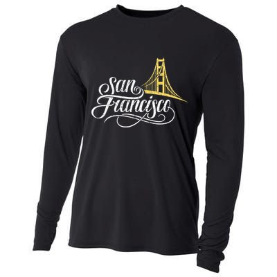 San Francisco California Golden Gate Bridge Vintage Cooling Performance Long Sleeve Crew
