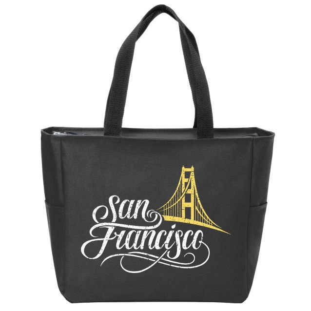 San Francisco California Golden Gate Bridge Vintage Zip Tote Bag