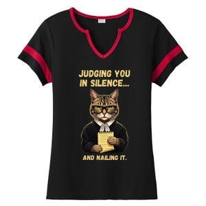 Sarcastic Funny Cat Judging You In Silence And Nailing It Ladies Halftime Notch Neck Tee