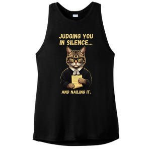 Sarcastic Funny Cat Judging You In Silence And Nailing It Ladies PosiCharge Tri-Blend Wicking Tank