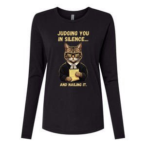 Sarcastic Funny Cat Judging You In Silence And Nailing It Womens Cotton Relaxed Long Sleeve T-Shirt