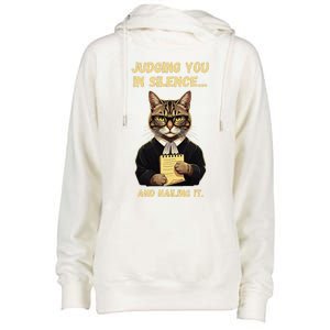 Sarcastic Funny Cat Judging You In Silence And Nailing It Womens Funnel Neck Pullover Hood