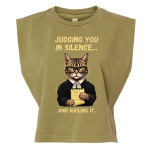 Sarcastic Funny Cat Judging You In Silence And Nailing It Garment-Dyed Women's Muscle Tee