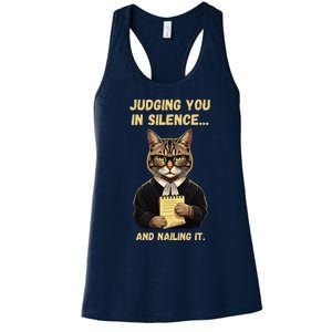 Sarcastic Funny Cat Judging You In Silence And Nailing It Women's Racerback Tank