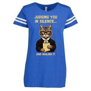 Sarcastic Funny Cat Judging You In Silence And Nailing It Enza Ladies Jersey Football T-Shirt