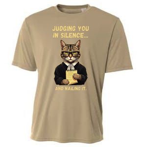 Sarcastic Funny Cat Judging You In Silence And Nailing It Cooling Performance Crew T-Shirt