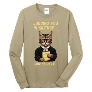 Sarcastic Funny Cat Judging You In Silence And Nailing It Tall Long Sleeve T-Shirt