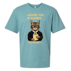 Sarcastic Funny Cat Judging You In Silence And Nailing It Sueded Cloud Jersey T-Shirt