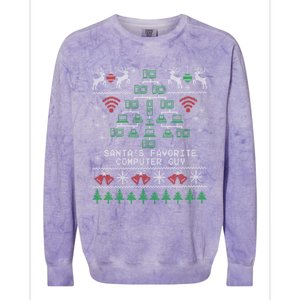 SantaS Favorite Computer Guy Tech Support Ugly Christmas Gift Colorblast Crewneck Sweatshirt