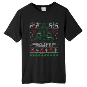 SantaS Favorite Computer Guy Tech Support Ugly Christmas Gift Tall Fusion ChromaSoft Performance T-Shirt