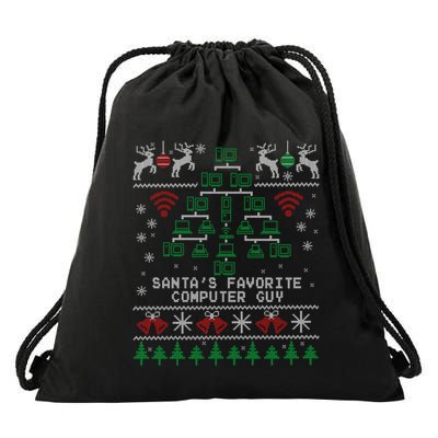SantaS Favorite Computer Guy Tech Support Ugly Christmas Gift Drawstring Bag