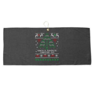 SantaS Favorite Computer Guy Tech Support Ugly Christmas Gift Large Microfiber Waffle Golf Towel