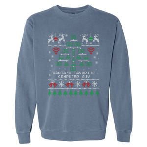 SantaS Favorite Computer Guy Tech Support Ugly Christmas Gift Garment-Dyed Sweatshirt