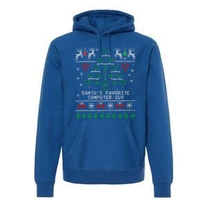 SantaS Favorite Computer Guy Tech Support Ugly Christmas Gift Premium Hoodie