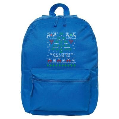 SantaS Favorite Computer Guy Tech Support Ugly Christmas Gift 16 in Basic Backpack