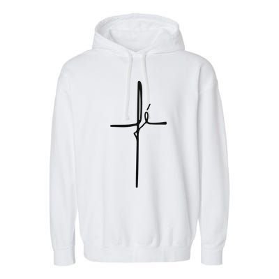 Simple Faith Cross In Portuguese Camiseta Fe Garment-Dyed Fleece Hoodie