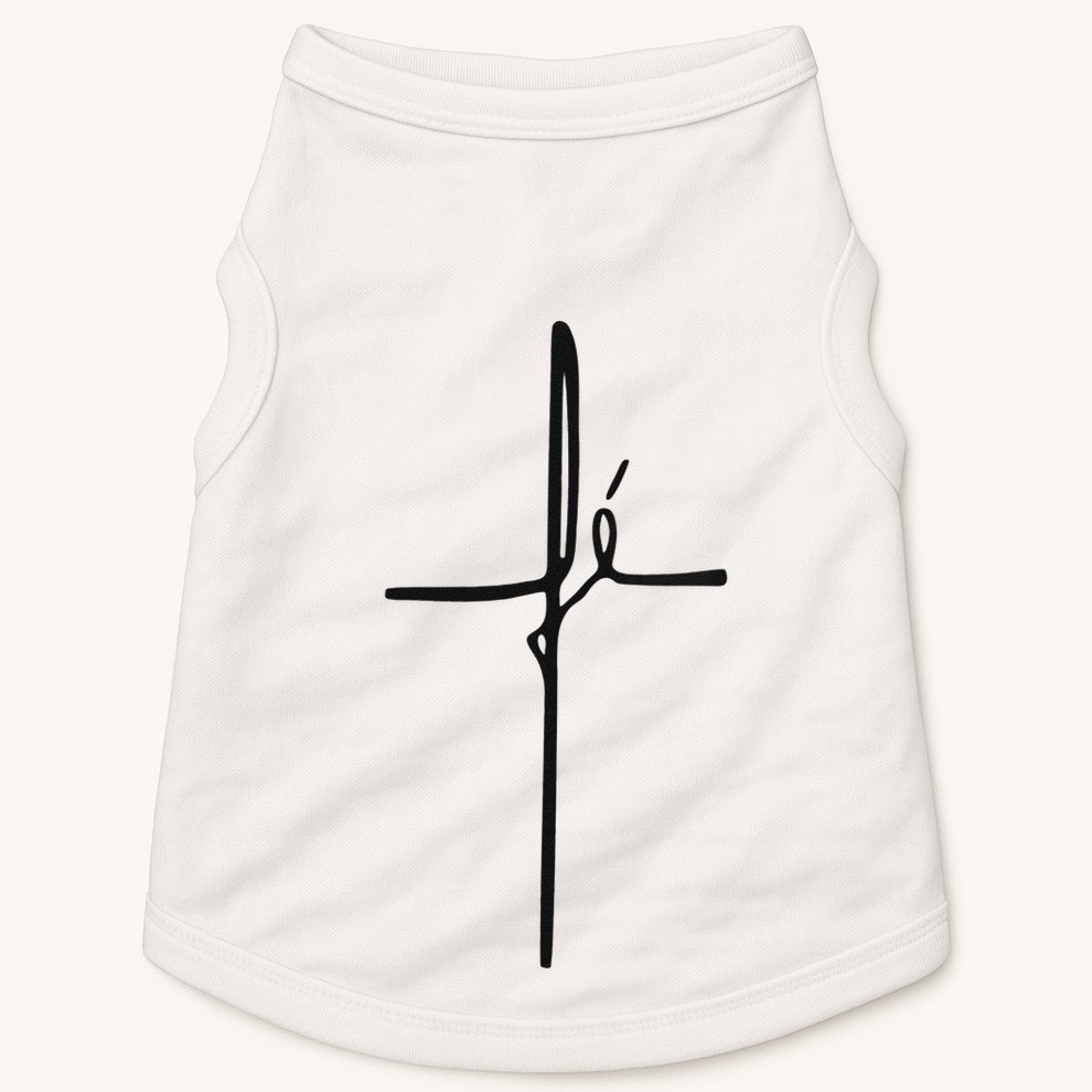 Simple Faith Cross In Portuguese Camiseta Fe Doggie Tank