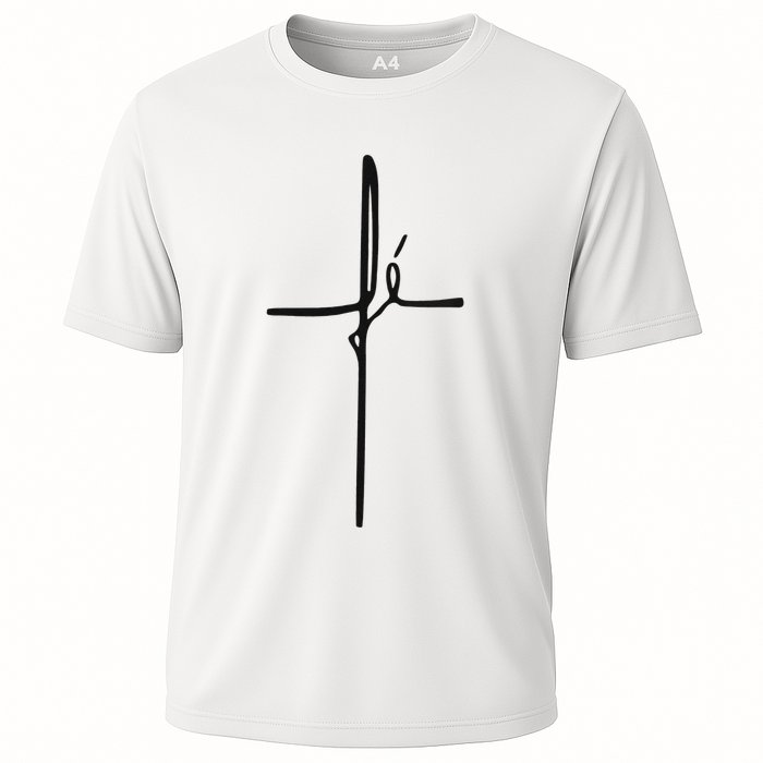 Simple Faith Cross In Portuguese Camiseta Fe Cooling Performance Crew T-Shirt